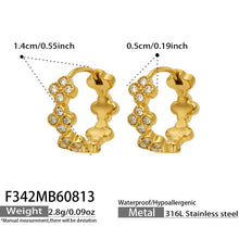 F342 white CZ gold four-leaf clover huggie earrings size and product details