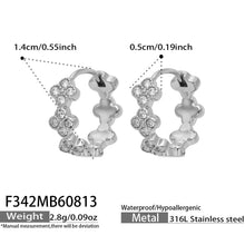 F342 white CZ steel four-leaf clover huggie earrings size and product details