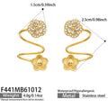 Zircon Flower Gold Clip-On Earrings / Jewelry