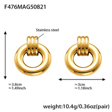 F476 gold compact round door knocker earrings size guide, 3.8 cm and 10.4 g per pair