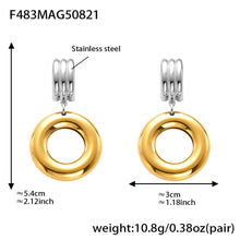 F483 two-tone large round door knocker earrings, 5.4 cm and 10.8 g per pair