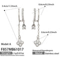 Four-Leaf Clover CZ / Steel-tone / Earrings