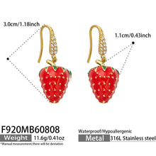 F920 strawberry cubic zirconia drop earrings size and product detail guide