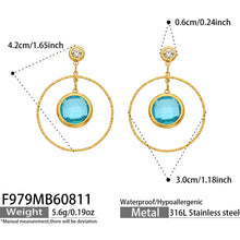 F979 blue glass stone drop earrings size and product detail guide