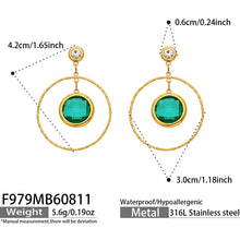 F979 dark green glass stone drop earrings size and product detail guide
