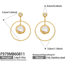 F979 white glass stone drop earrings size and product detail guide
