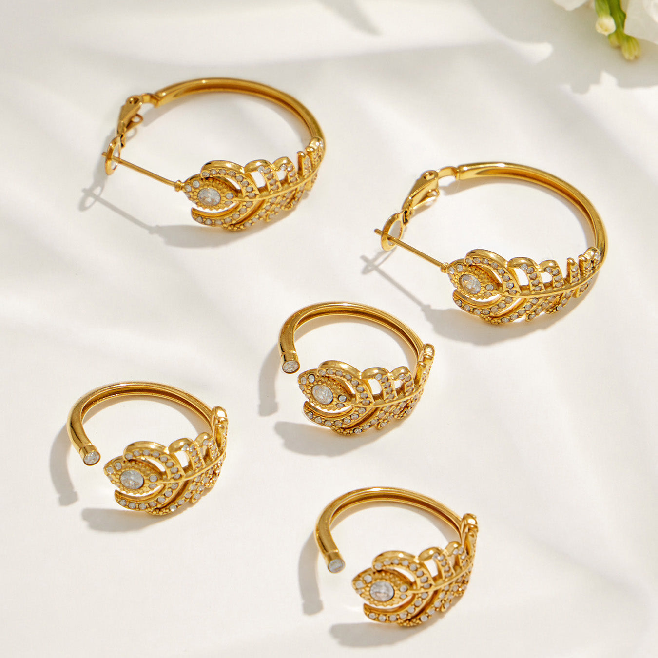 316L Stainless Steel 18K PVD Gold Feather Ring made with 316L stainless steel and 18K PVD gold finish for wholesale jewelry buyers - image 16