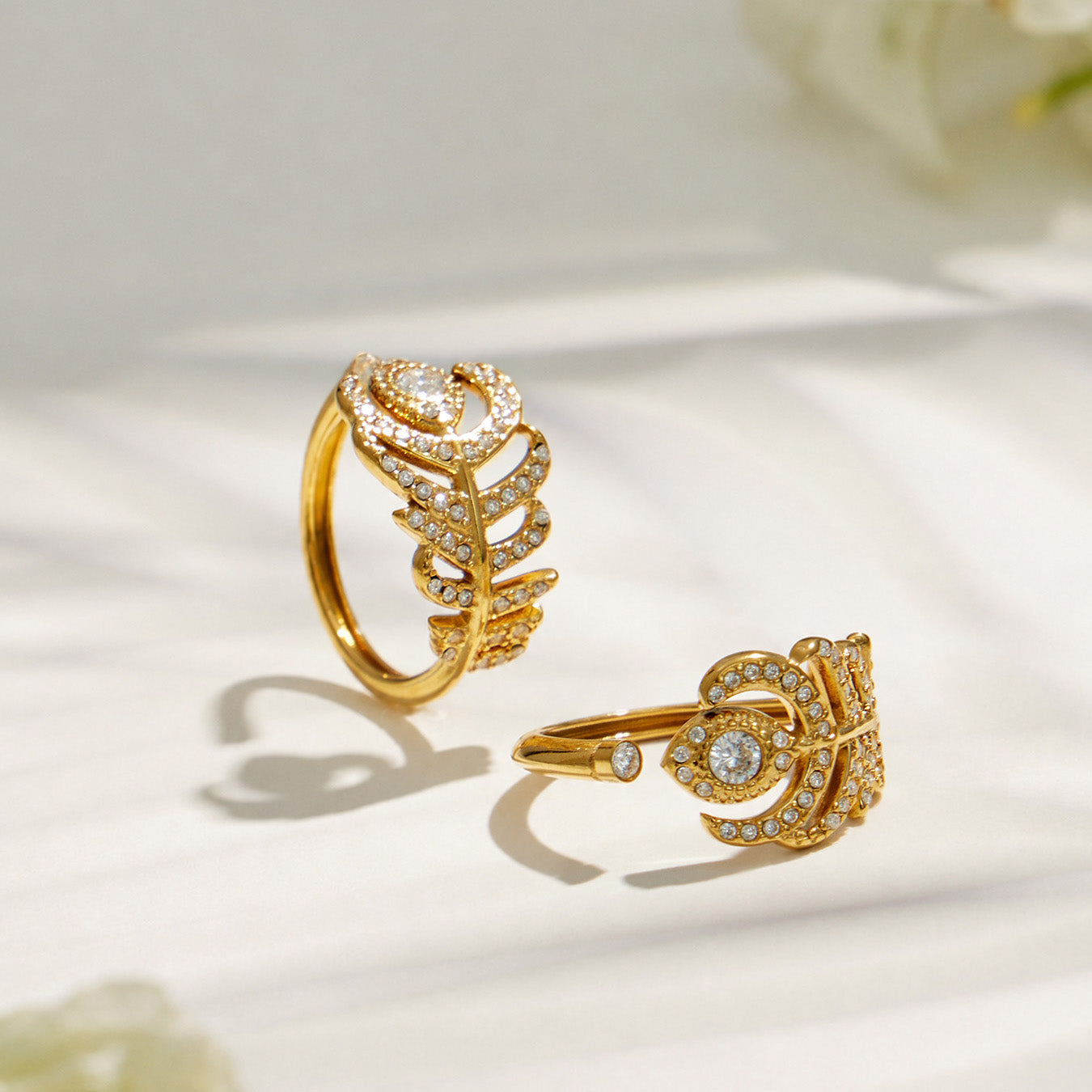 316L Stainless Steel 18K PVD Gold Feather Ring made with 316L stainless steel and 18K PVD gold finish for wholesale jewelry buyers - image 4