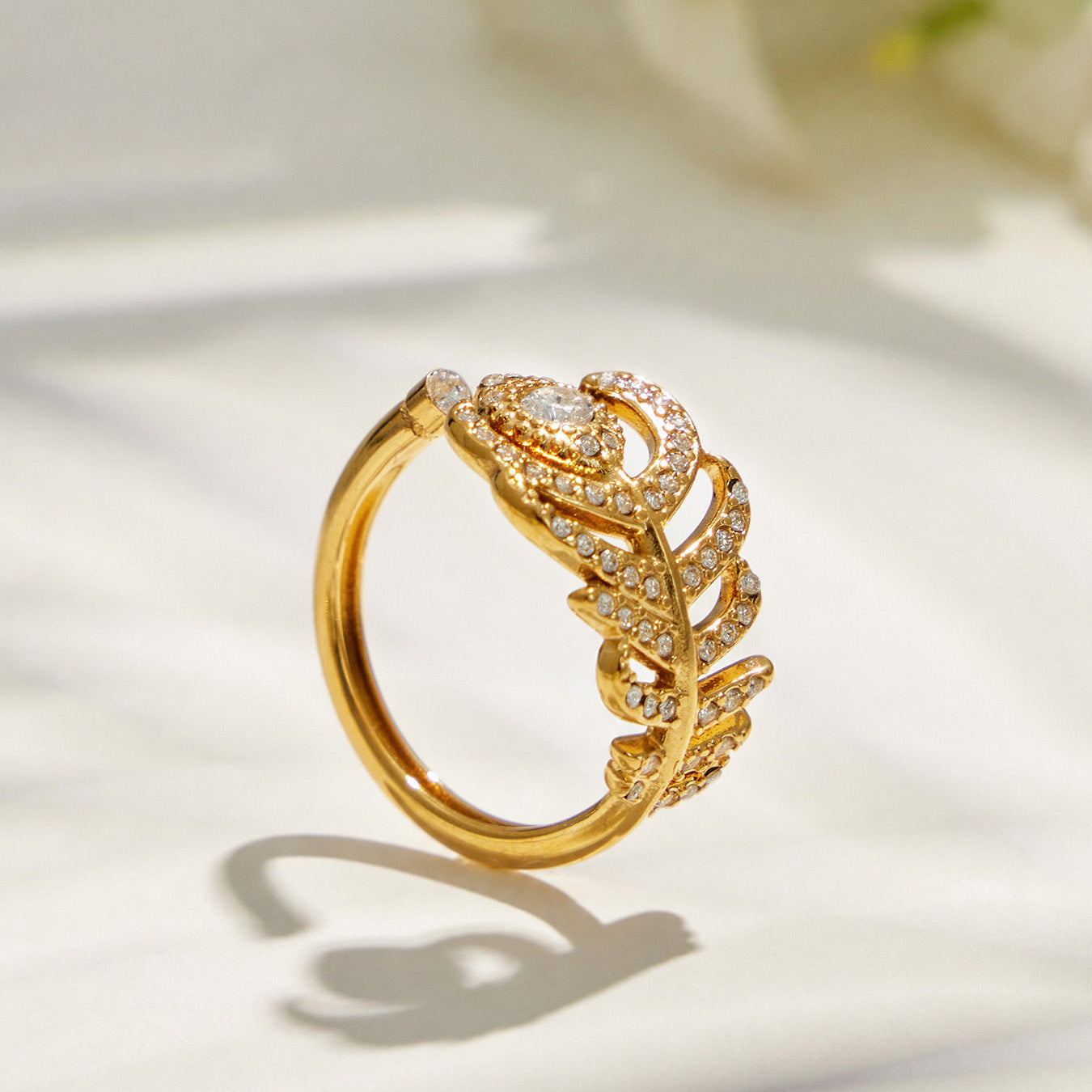 316L Stainless Steel 18K PVD Gold Feather Ring made with 316L stainless steel and 18K PVD gold finish for wholesale jewelry buyers - image 5