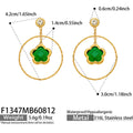 Green Glass Stone Gold / Earrings