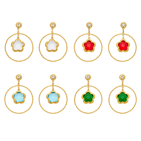 316L Stainless Steel 18K PVD Gold Five Petal Flower Dangle Earrings made with 316L stainless steel and 18K PVD gold finish for wholesale jewelry buyers - image 5