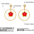 Red Glass Stone Gold / Earrings