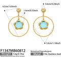 Blue Glass Stone Gold / Earrings