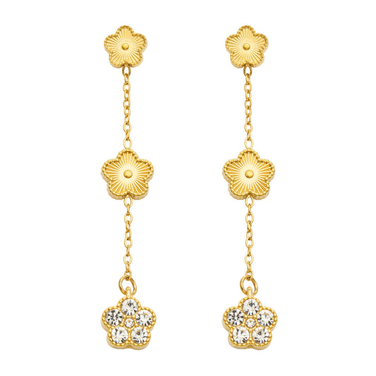 316L Stainless Steel 18K PVD Gold Flower Zircon Earrings made with 316L stainless steel and 18K PVD gold finish for wholesale jewelry buyers - image 8