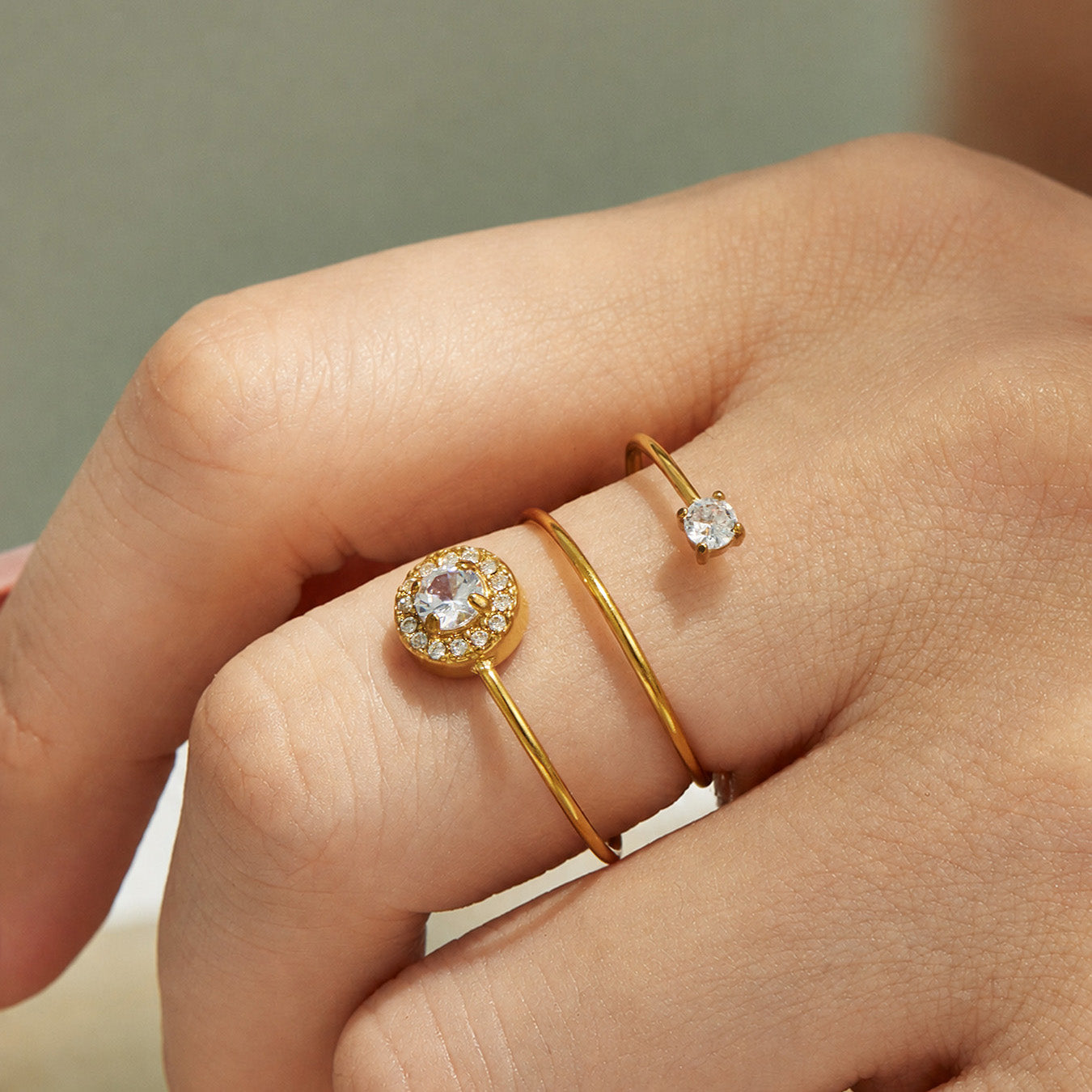 316L Stainless Steel 18K PVD Gold Flower Zircon Ring made with 316L stainless steel and 18K PVD gold finish for wholesale jewelry buyers - image 14