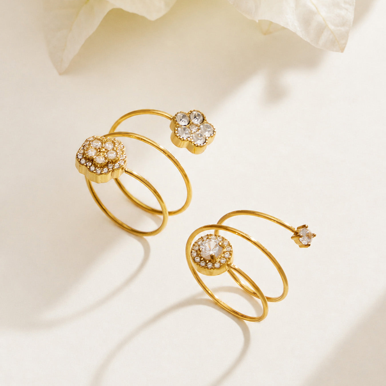 316L Stainless Steel 18K PVD Gold Flower Zircon Ring made with 316L stainless steel and 18K PVD gold finish for wholesale jewelry buyers - image 3