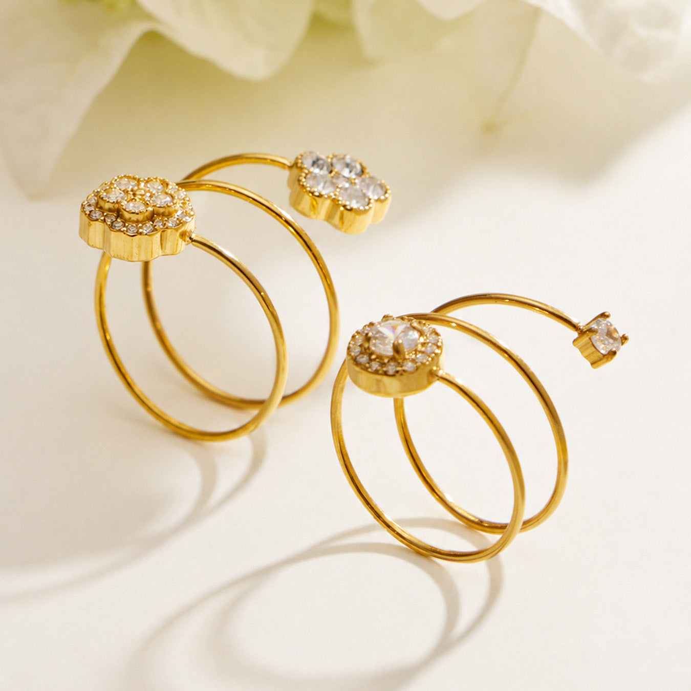 316L Stainless Steel 18K PVD Gold Flower Zircon Ring made with 316L stainless steel and 18K PVD gold finish for wholesale jewelry buyers - image 4