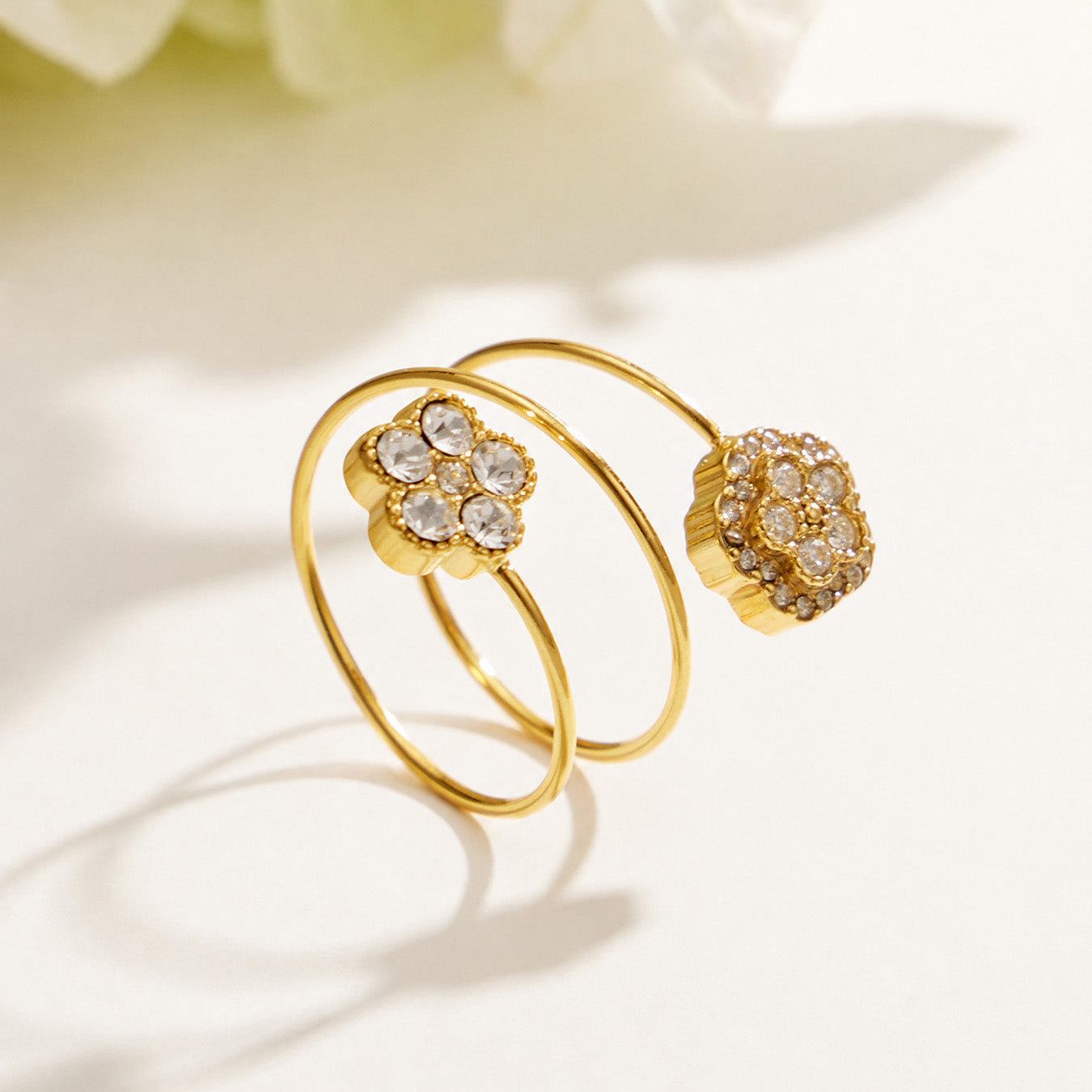 316L Stainless Steel 18K PVD Gold Flower Zircon Ring made with 316L stainless steel and 18K PVD gold finish for wholesale jewelry buyers - image 5