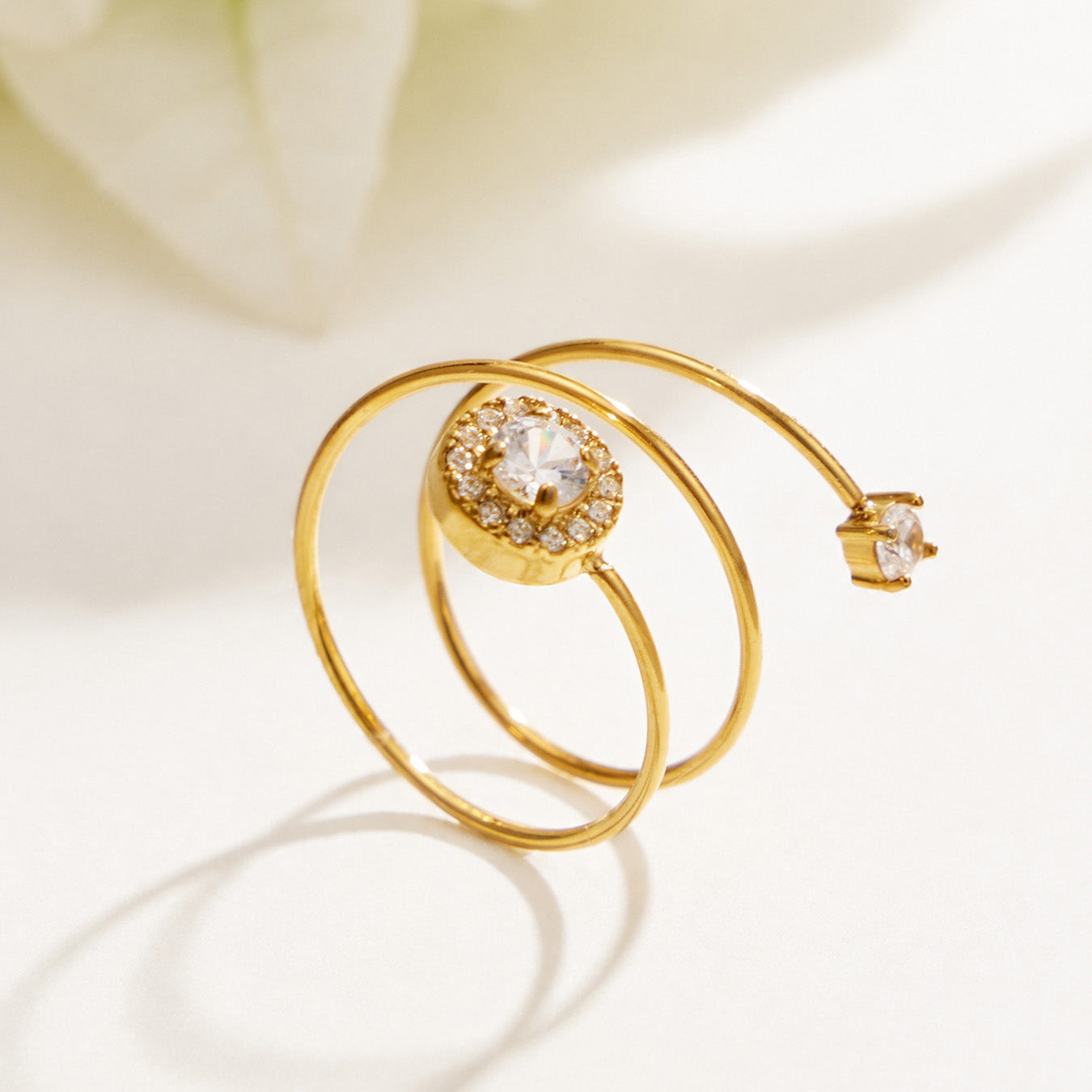 316L Stainless Steel 18K PVD Gold Flower Zircon Ring made with 316L stainless steel and 18K PVD gold finish for wholesale jewelry buyers - image 6