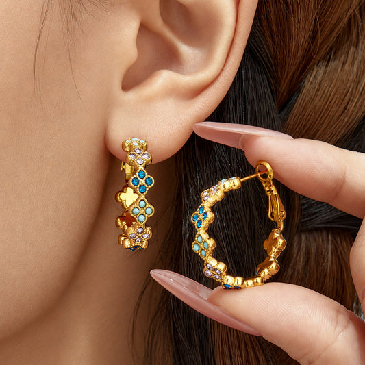 316L Stainless Steel 18K PVD Gold Four-Leaf Clover Earrings made with 316L stainless steel and 18K PVD gold finish for wholesale jewelry buyers - image 10