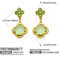 Gold‑Light Green Glass Crystal / Earrings