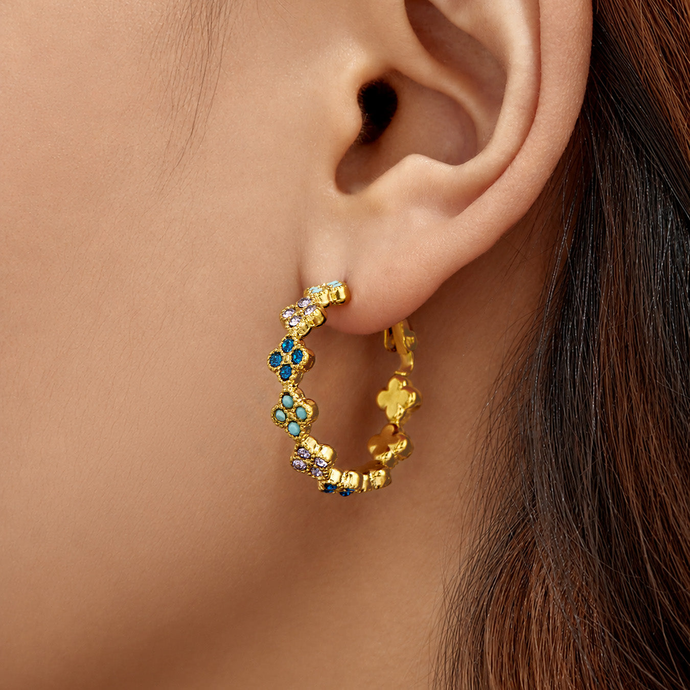 316L Stainless Steel 18K PVD Gold Four-Leaf Clover Earrings made with 316L stainless steel and 18K PVD gold finish for wholesale jewelry buyers - image 12