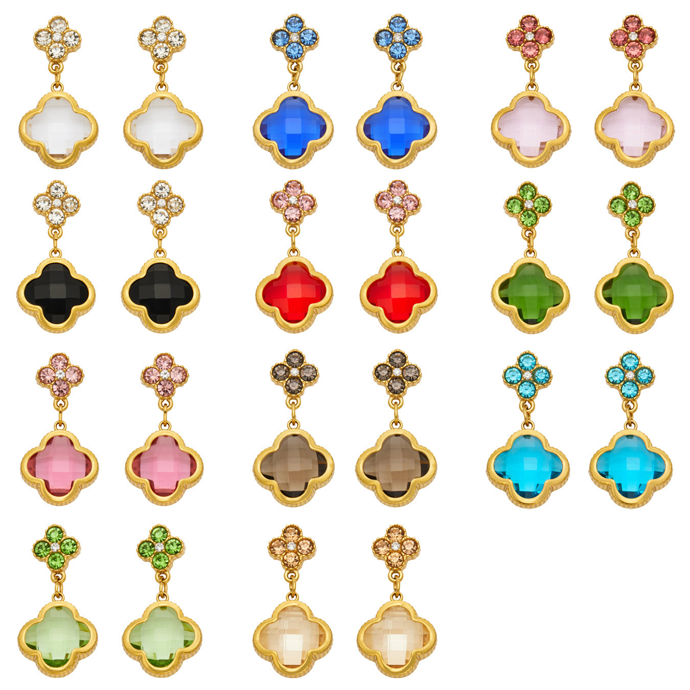 316L Stainless Steel 18K PVD Gold Four Leaf Clover Earrings made with 316L stainless steel and 18K PVD gold finish for wholesale jewelry buyers - image 12