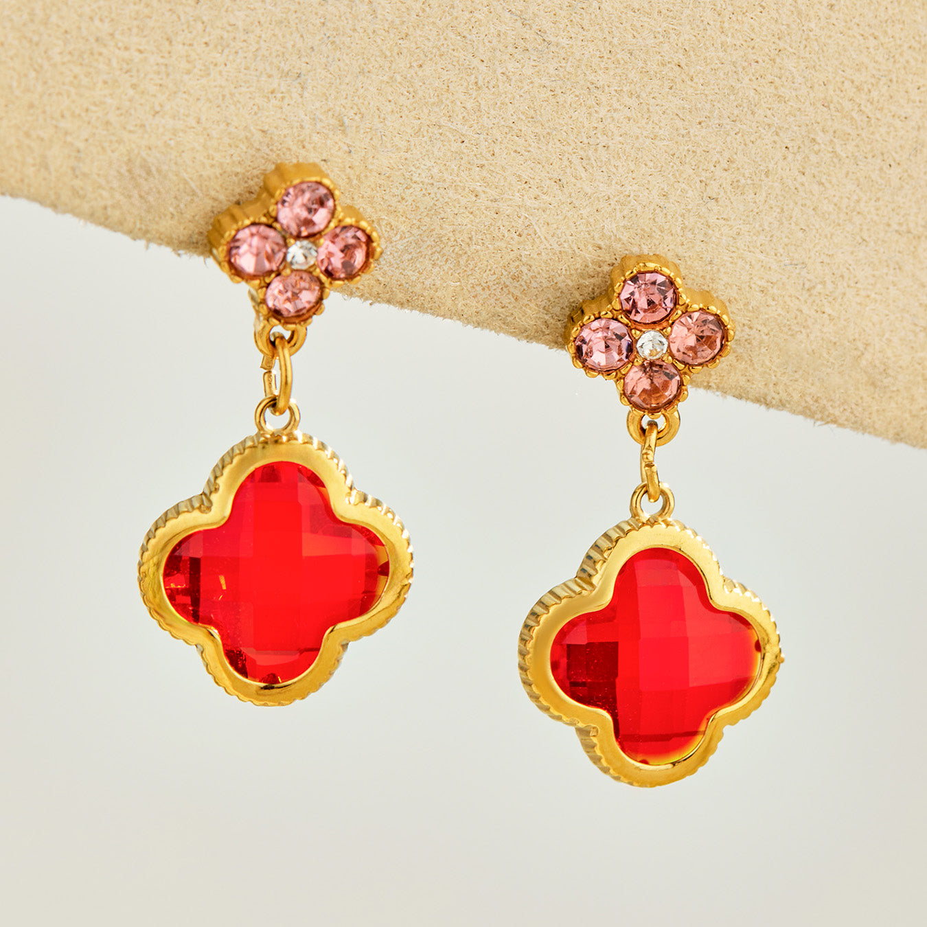 316L Stainless Steel 18K PVD Gold Four Leaf Clover Earrings made with 316L stainless steel and 18K PVD gold finish for wholesale jewelry buyers - image 16