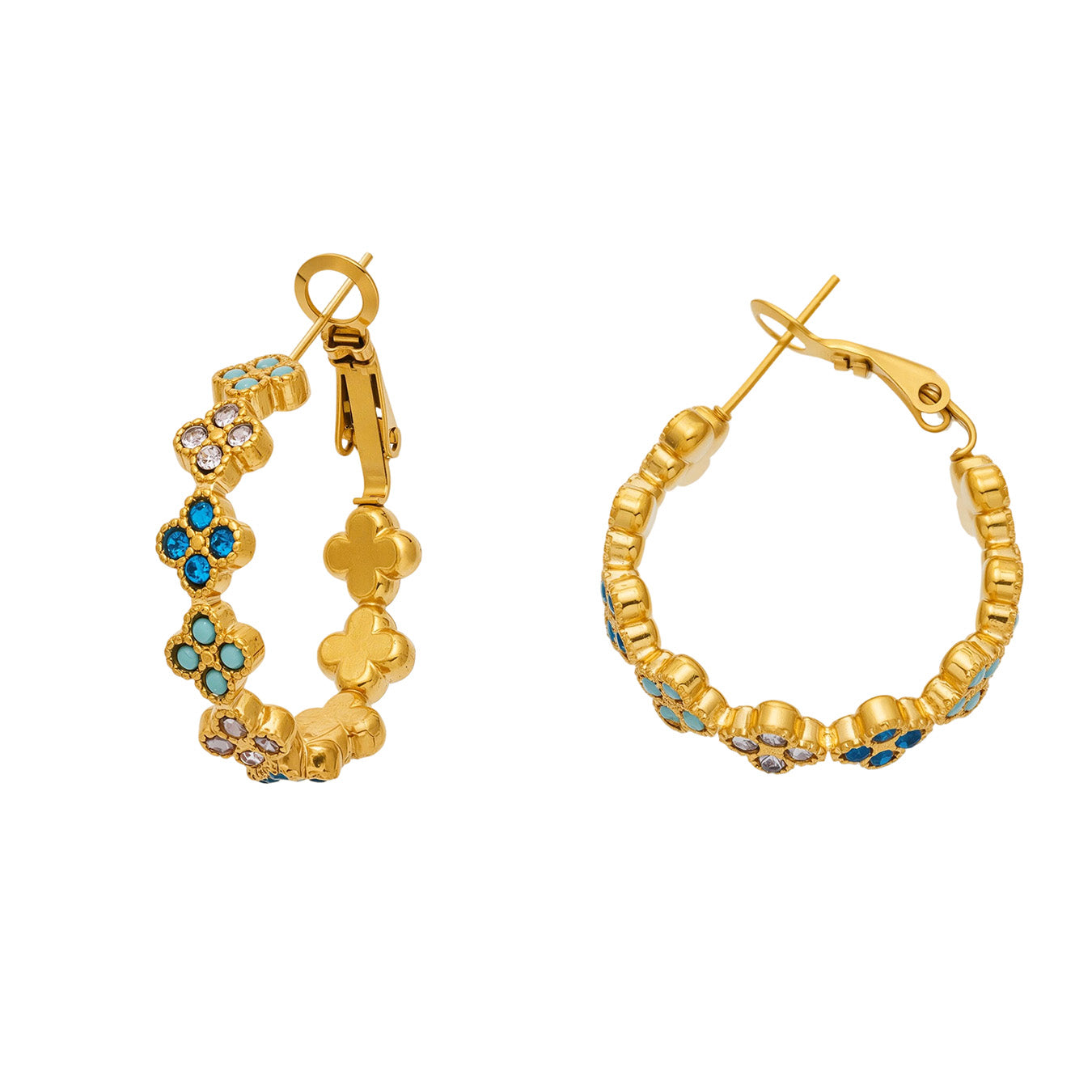 316L Stainless Steel 18K PVD Gold Four-Leaf Clover Earrings made with 316L stainless steel and 18K PVD gold finish for wholesale jewelry buyers - image 3
