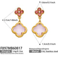 Gold‑Rose Red Glass Crystal / Earrings