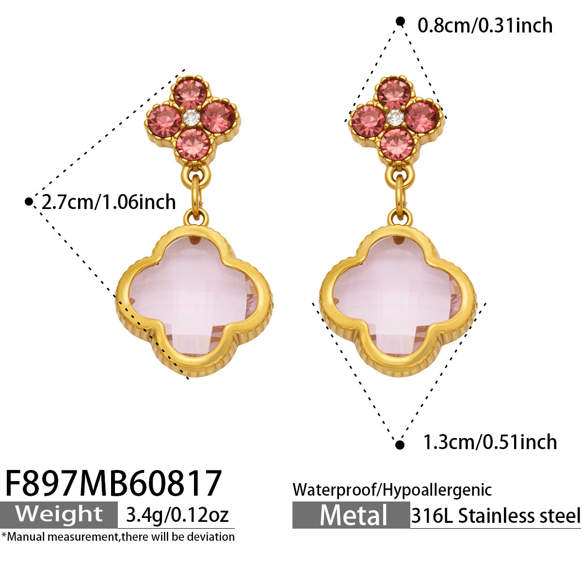 Stainless steel earrings with luxurious finish