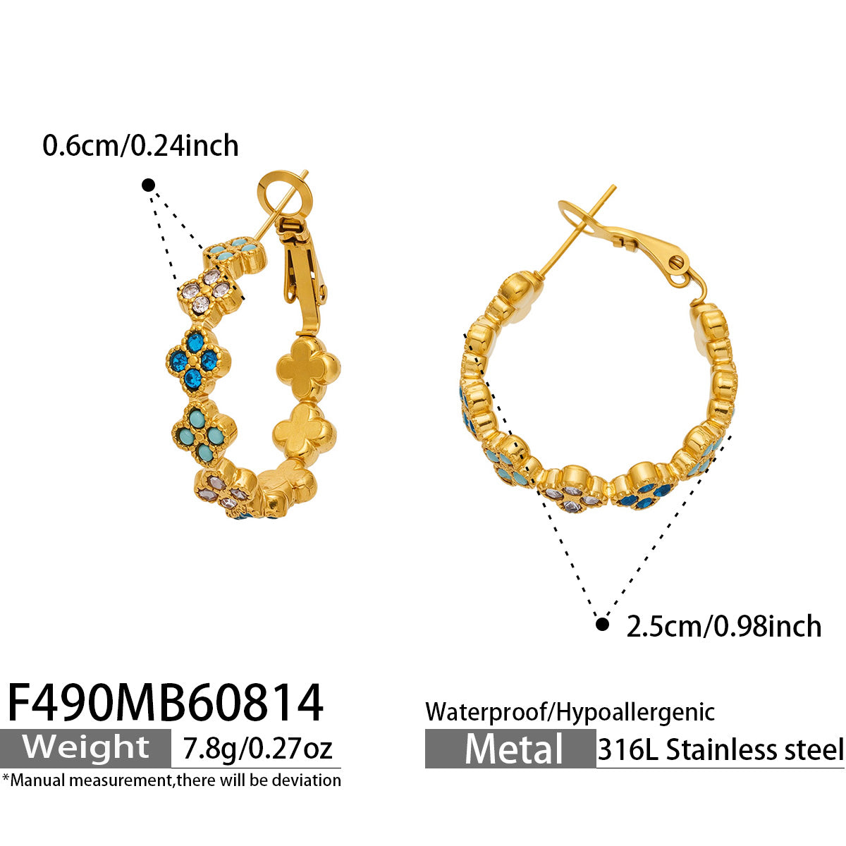316L Stainless Steel 18K PVD Gold Four-Leaf Clover Earrings made with 316L stainless steel and 18K PVD gold finish for wholesale jewelry buyers - image 4