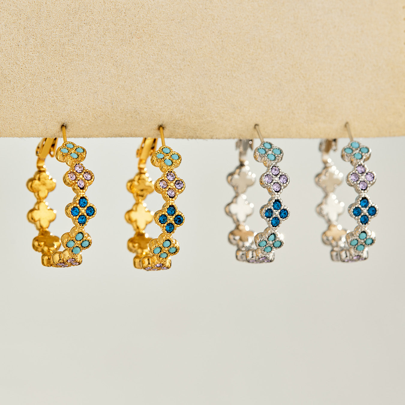 316L Stainless Steel 18K PVD Gold Four-Leaf Clover Earrings made with 316L stainless steel and 18K PVD gold finish for wholesale jewelry buyers - image 5