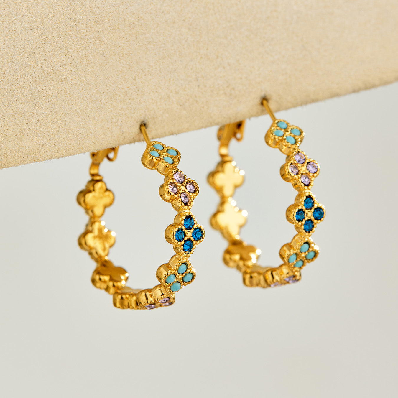316L Stainless Steel 18K PVD Gold Four-Leaf Clover Earrings made with 316L stainless steel and 18K PVD gold finish for wholesale jewelry buyers - image 6