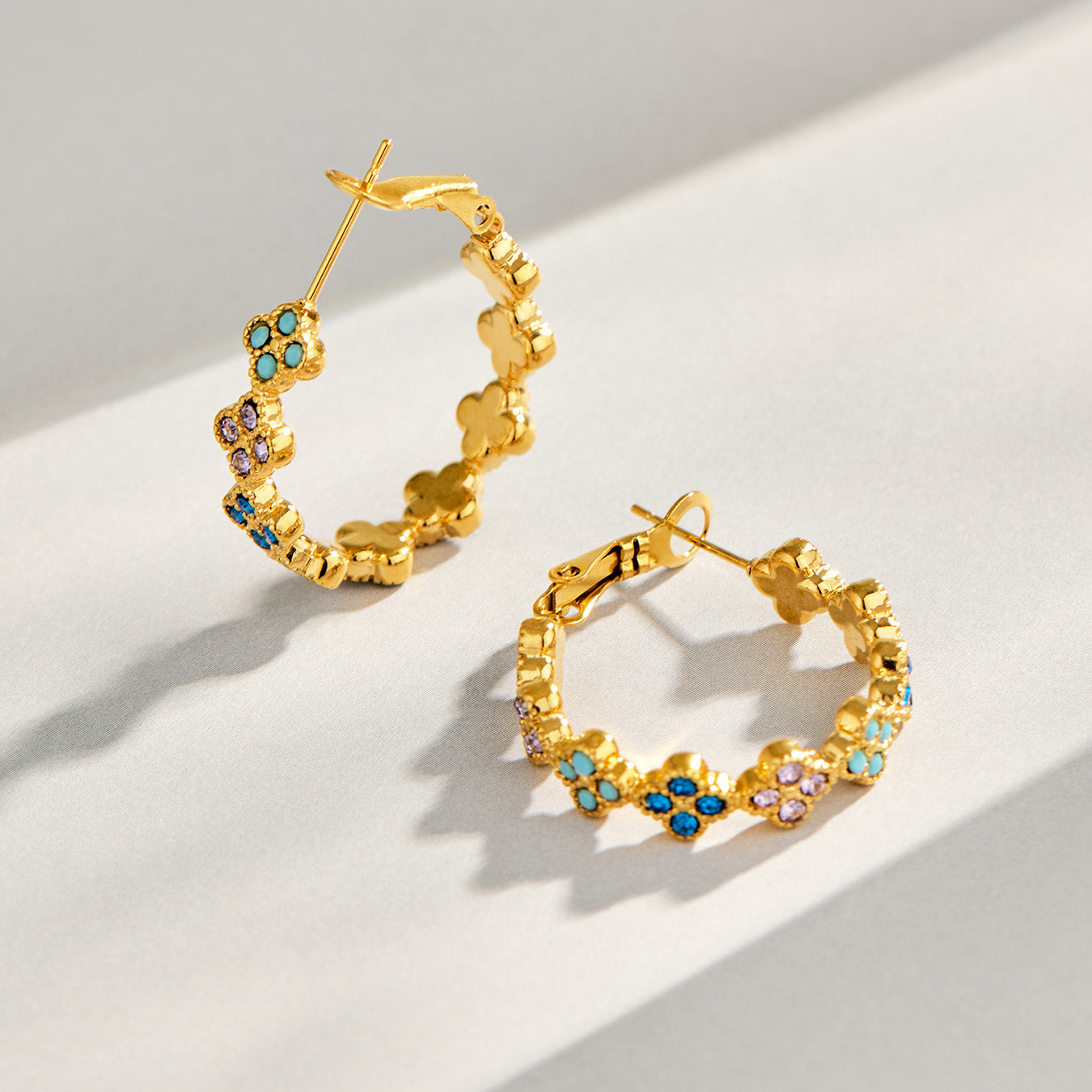 316L Stainless Steel 18K PVD Gold Four-Leaf Clover Earrings made with 316L stainless steel and 18K PVD gold finish for wholesale jewelry buyers - image 7