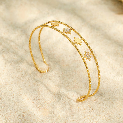 316L Stainless Steel 18K PVD Gold Four-leaf Flower Bracelet made with 316L stainless steel and 18K PVD gold finish for wholesale jewelry buyers - image 10