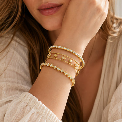 316L Stainless Steel 18K PVD Gold Four-leaf Flower Bracelet made with 316L stainless steel and 18K PVD gold finish for wholesale jewelry buyers - image 12