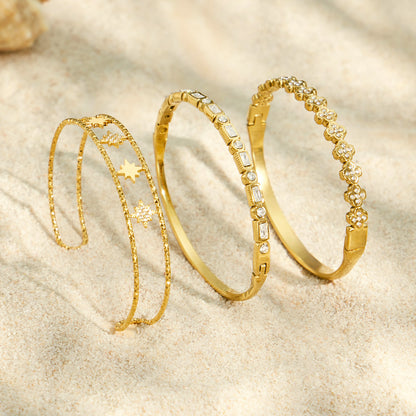 316L Stainless Steel 18K PVD Gold Four-leaf Flower Bracelet made with 316L stainless steel and 18K PVD gold finish for wholesale jewelry buyers - image 14