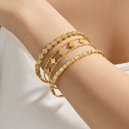 316L Stainless Steel 18K PVD Gold Four-leaf Flower Bracelet made with 316L stainless steel and 18K PVD gold finish for wholesale jewelry buyers - image 9