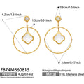 316L Stainless Steel 18K PVD Gold Four Leaf Flower Earrings