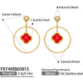 Red Glass Clover Hoop Earrings / Earrings