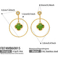 Green Glass Clover Hoop Earrings / Earrings