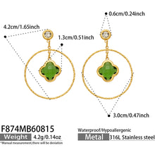 Green Czech glass four leaf flower earrings showcasing style