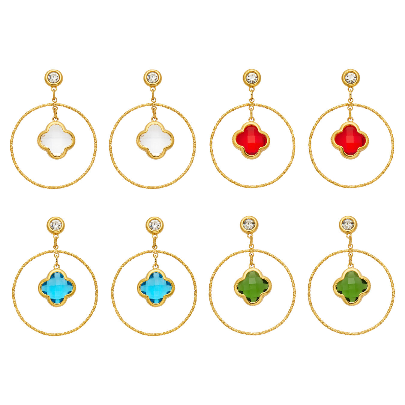 316L Stainless Steel 18K PVD Gold Four Leaf Flower Earrings made with 316L stainless steel and 18K PVD gold finish for wholesale jewelry buyers - image 5