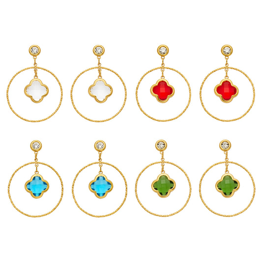 316L Stainless Steel 18K PVD Gold Four Leaf Flower Earrings made with 316L stainless steel and 18K PVD gold finish for wholesale jewelry buyers - image 5