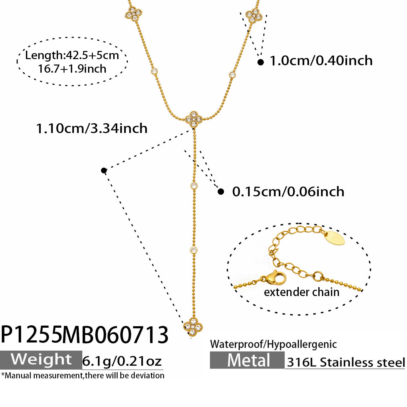 Four-Leaf Pendant Necklace in 316L Stainless Steel