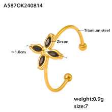 316L Stainless Steel 18K PVD Gold Four Petal Zircon Ring made with 316L stainless steel and 18K PVD gold finish for wholesale jewelry buyers - image 19