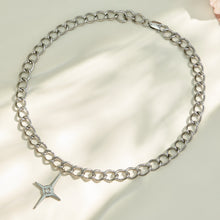 Four-point cross pendant necklace with a chunky polished 316L stainless steel chain