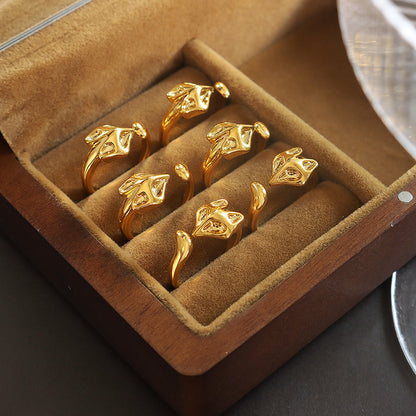 316L Stainless Steel 18K PVD Gold Fox Open Ring made with 316L stainless steel and 18K PVD gold finish for wholesale jewelry buyers - image 3