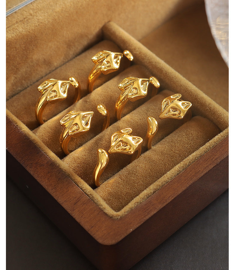 316L Stainless Steel 18K PVD Gold Fox Open Ring made with 316L stainless steel and 18K PVD gold finish for wholesale jewelry buyers - image 5
